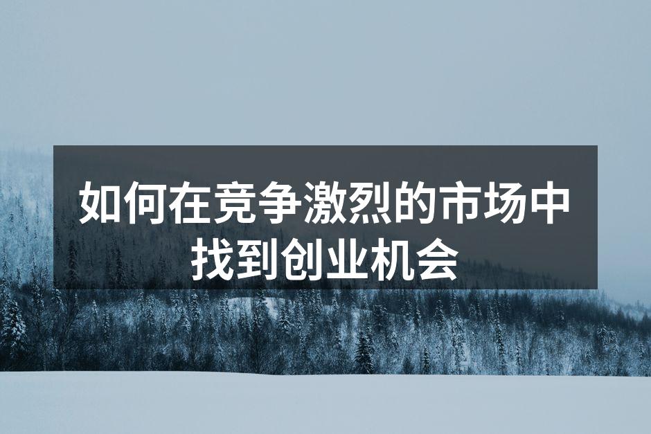 如何在竞争激烈的市场中找到创业机会