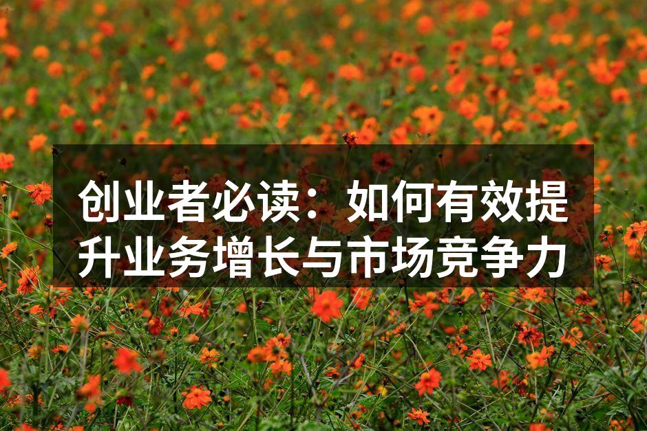 创业者必读：如何有效提升业务增长与市场竞争力